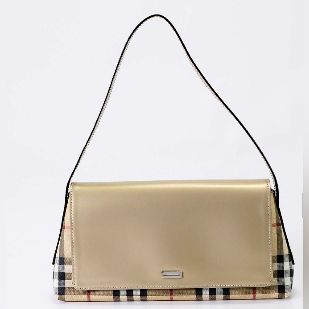 Burberry London Beige Leather & Coated Canvas Novacheck Shoulder Bag - Picture 12 of 13